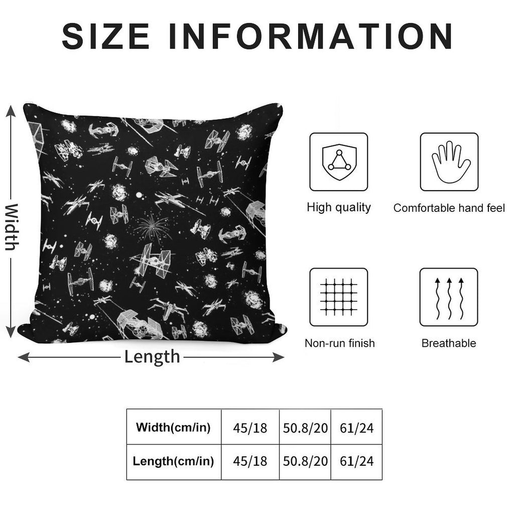 Space Ship Battle Soft Shrink-Resistant Throw Pillow