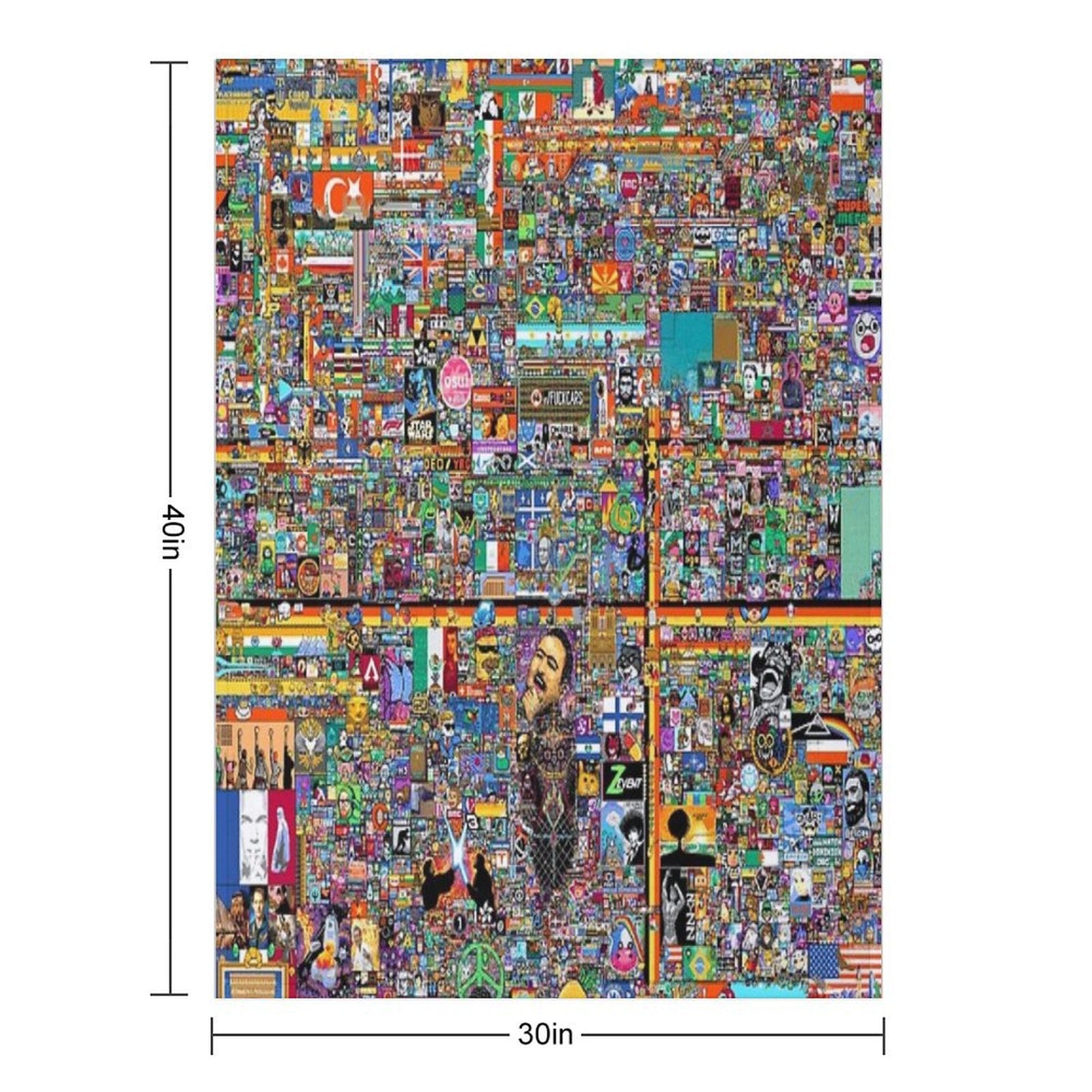 RPlace Artwork 2022 10K Resolution Morning of April 4th. Multi-functional Throw Blanket