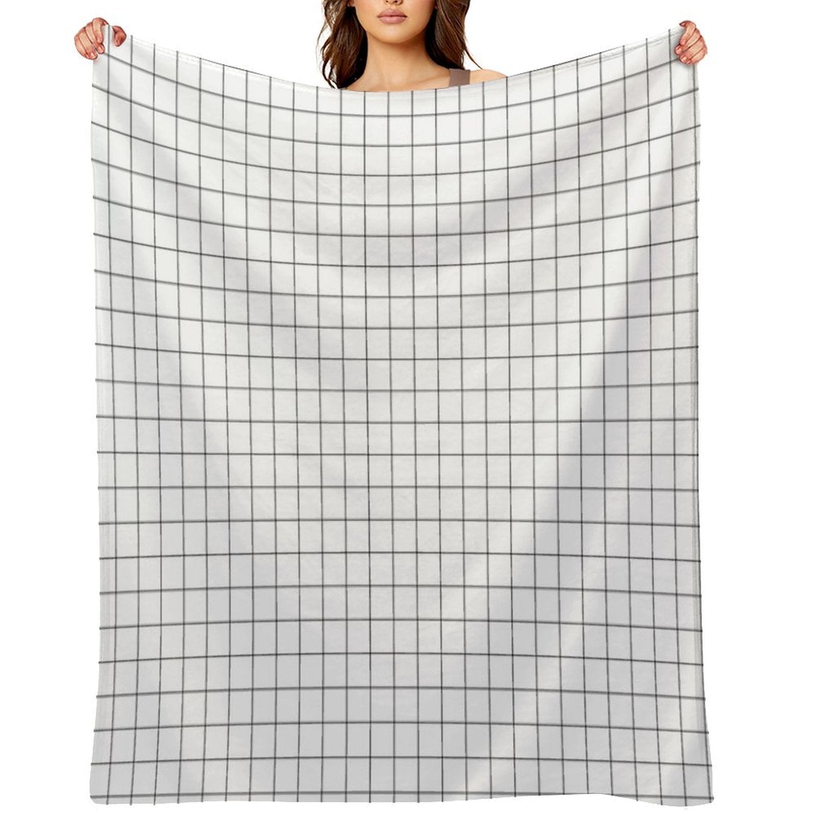 Black Grid Wrinkle-free Throw Blanket