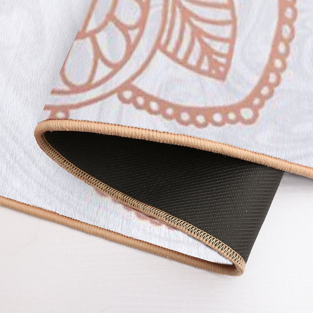 Rose Gold Mandala on White Marble  Easy To Clean Bath Mat