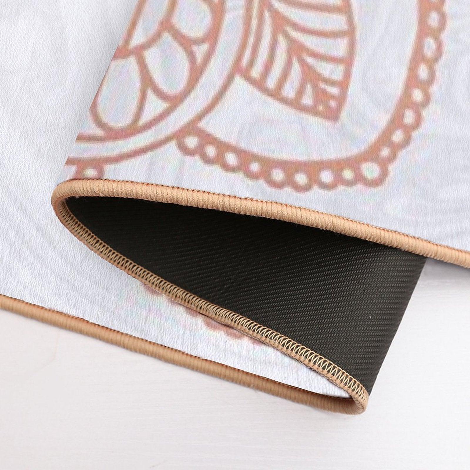 Rose Gold Mandala on White Marble  Easy To Clean Bath Mat