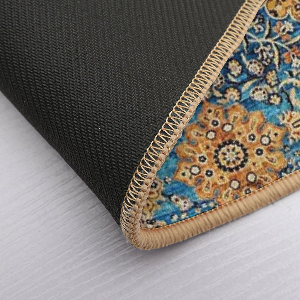 Antique Blue Persian Kirman Rug Print  Stain-Proof Bath Mat