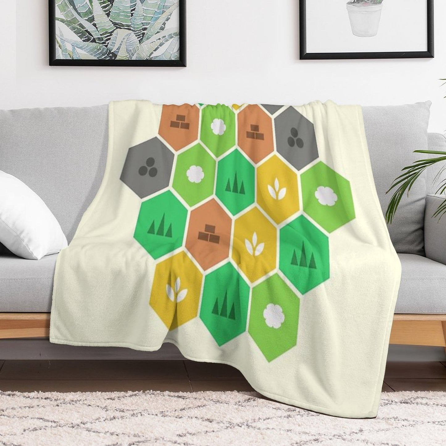 Minimalist Settlers Tile Board Games Easy Care Throw Blanket