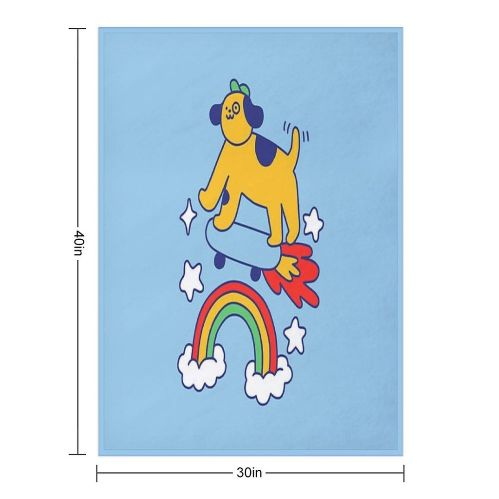 Dog Flying On A Skateboard Anti-pilling Throw Blanket