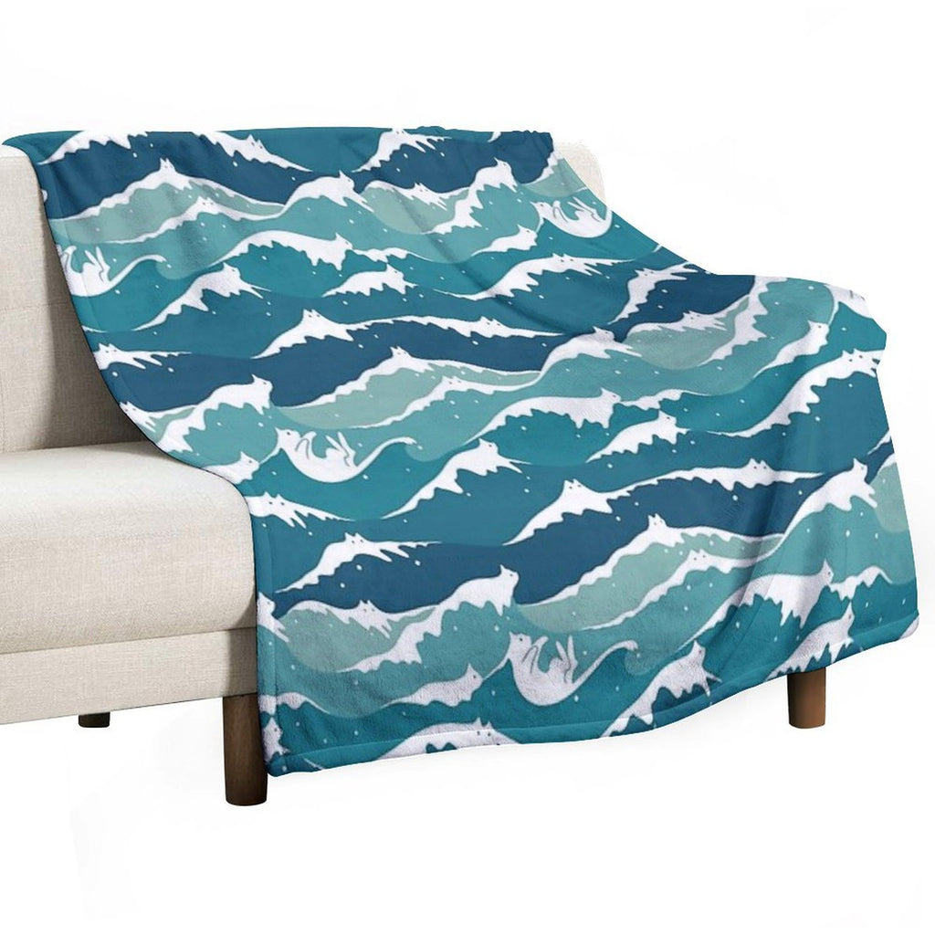 Cat Landscape 135 Cat Waves Machine-washable Throw Blanket