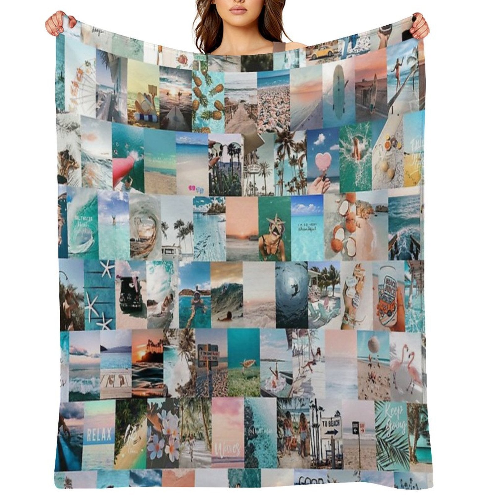 Beach Aesthetic Collage Durable Throw Blanket