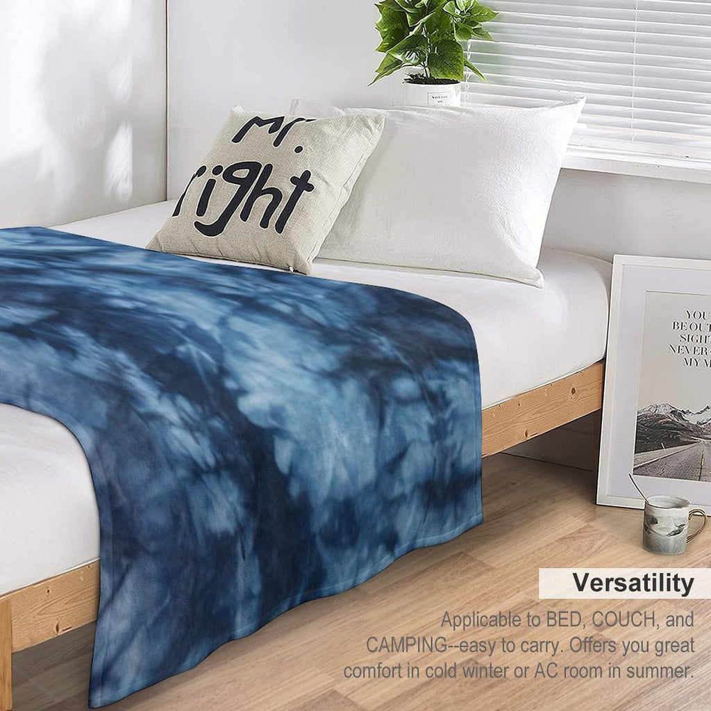 Blue Tie Dye Durable Throw Blanket