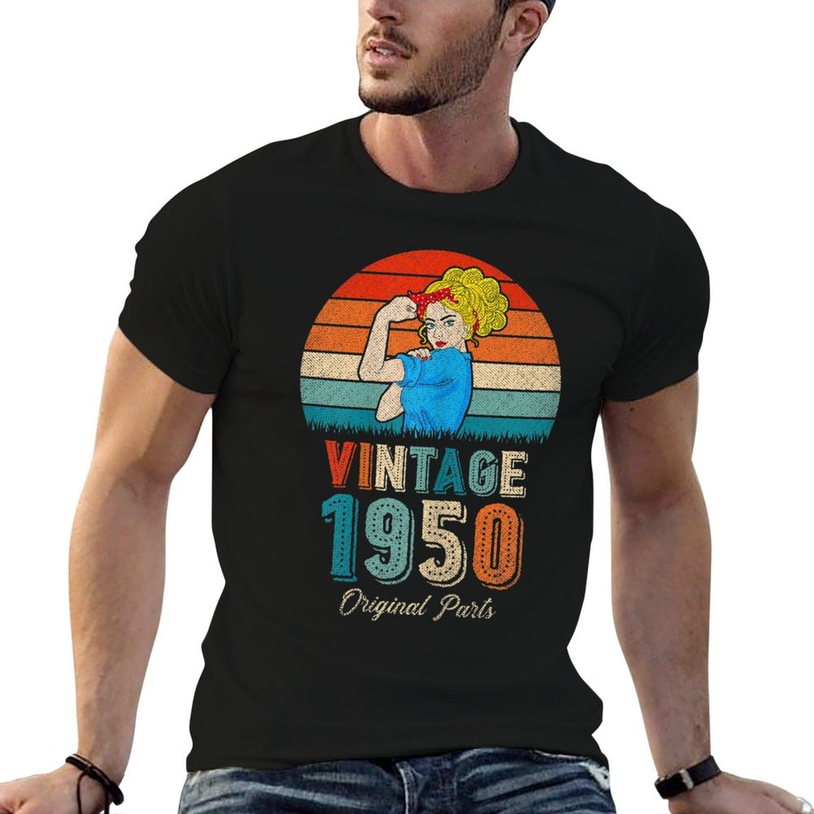 Womens 70th Birthday Tshirts For Women Original Parts Vintage 1950  Moisture-wicking T-Shirt