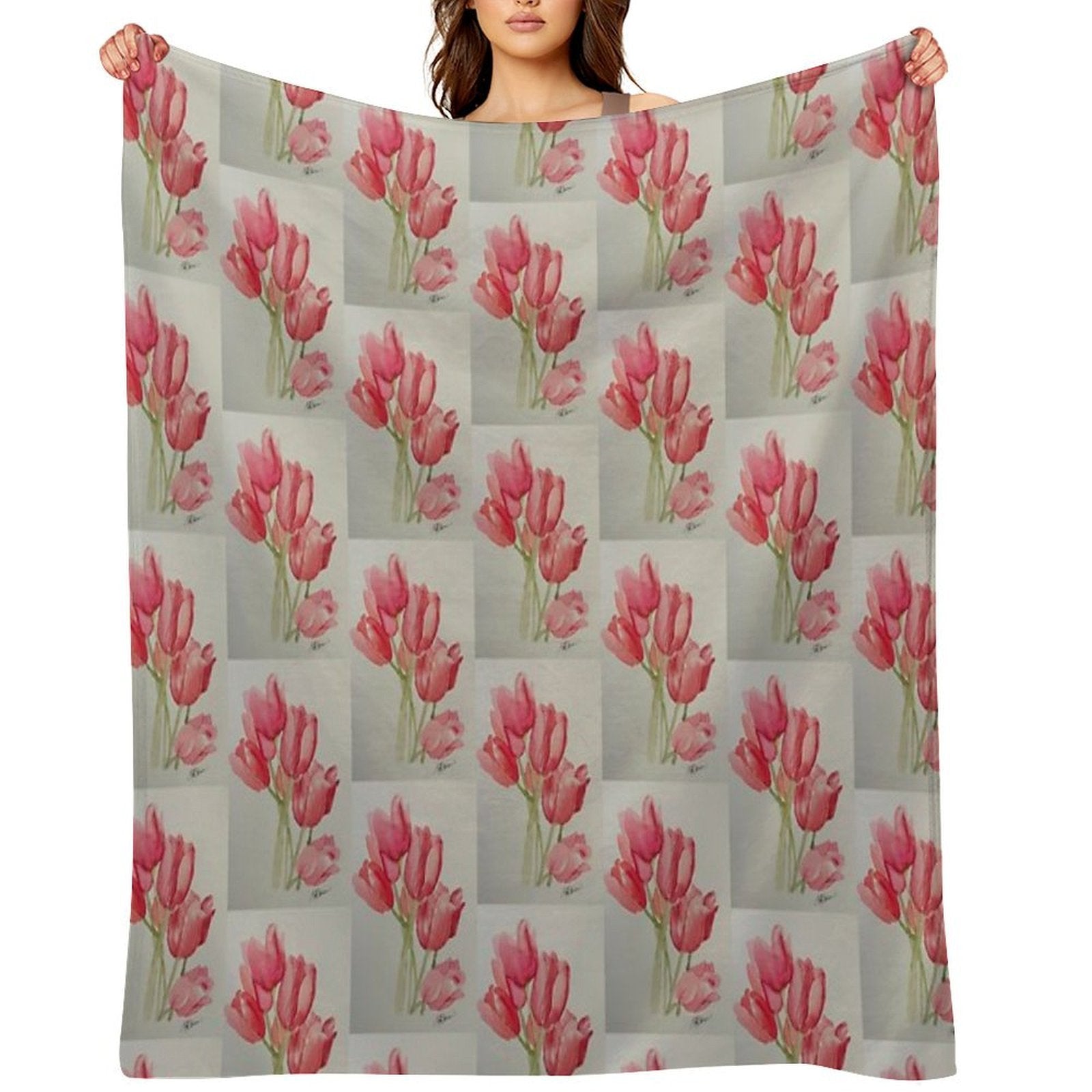 Pink Tulips Premium Throw Blanket