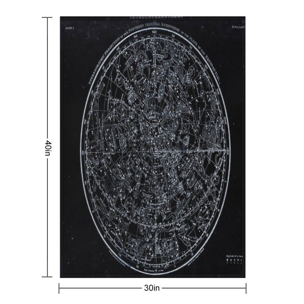 Constellations of The Northern Hemisphere  Pale Blue On Black Compact Throw Blanket