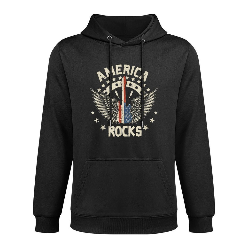 America Rock Electric Guitar 4th Of July Rock And Roll Versatile Streetwear Hoodie
