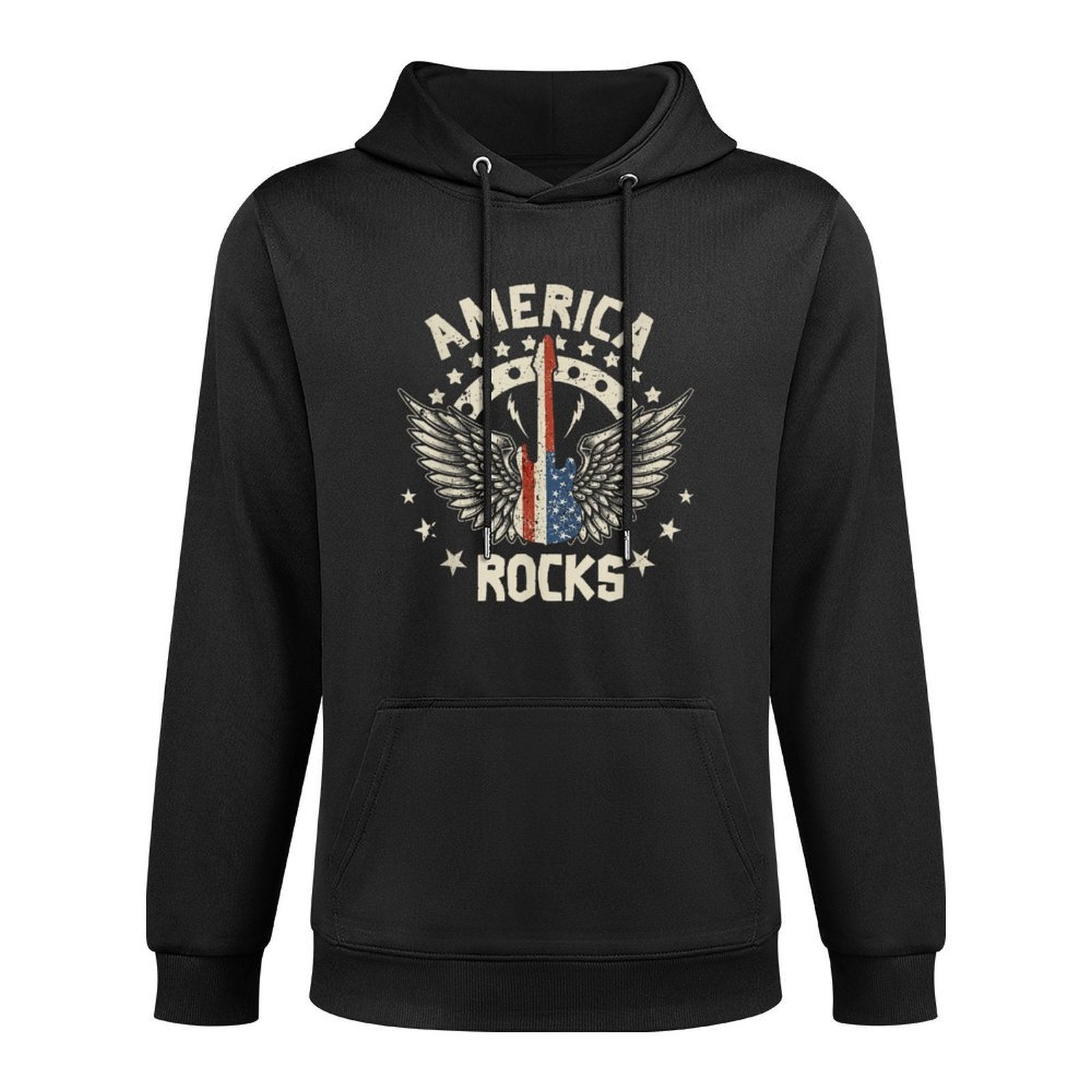 America Rock Electric Guitar 4th Of July Rock And Roll Versatile Streetwear Hoodie