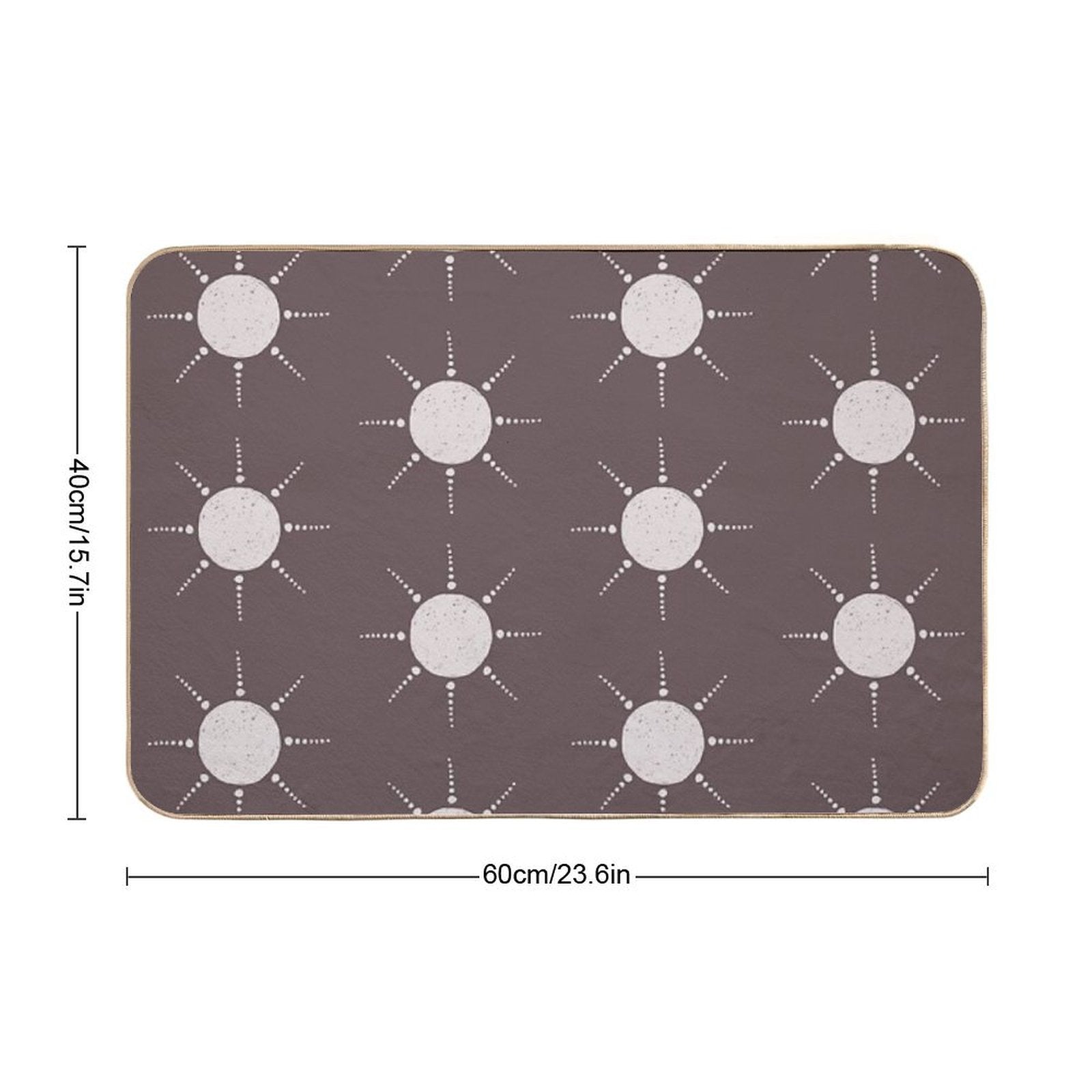 Pretty Polka Dots Sun Pattern Boho Aesthetic In Muted Colors Walnut Brown  Rapid-Drying Bath Mat