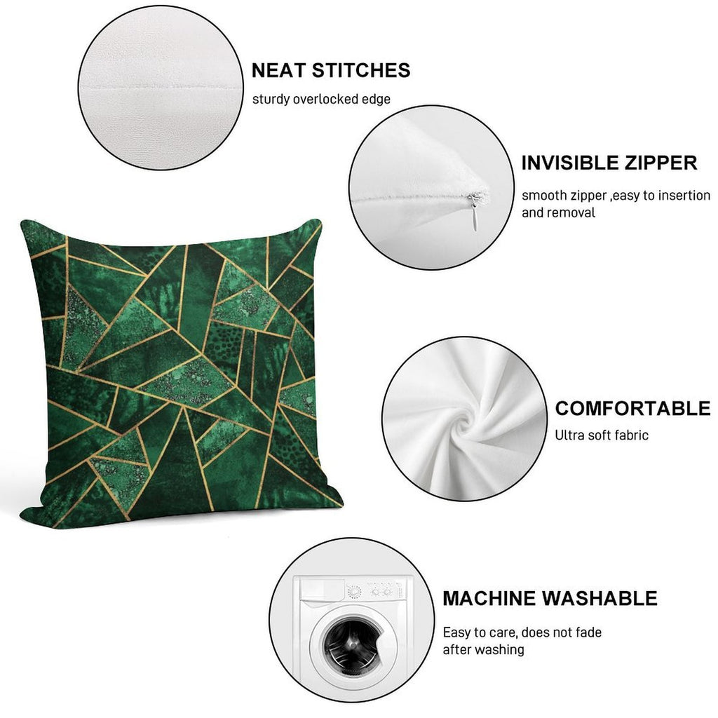 Deep Emerald Soft Fade-Resistant Throw Pillow