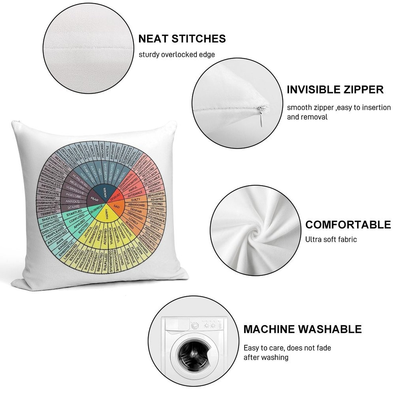 Wheels of Emotion Soft Skin-Friendly Throw Pillow