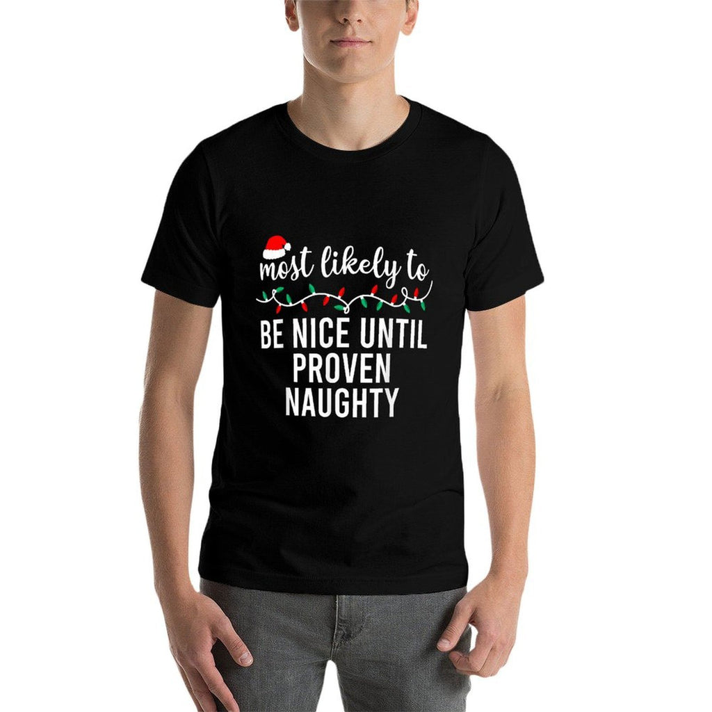 Most Likely to Christmas Matching Family Pajamas Funny  Moisture-wicking T-Shirt