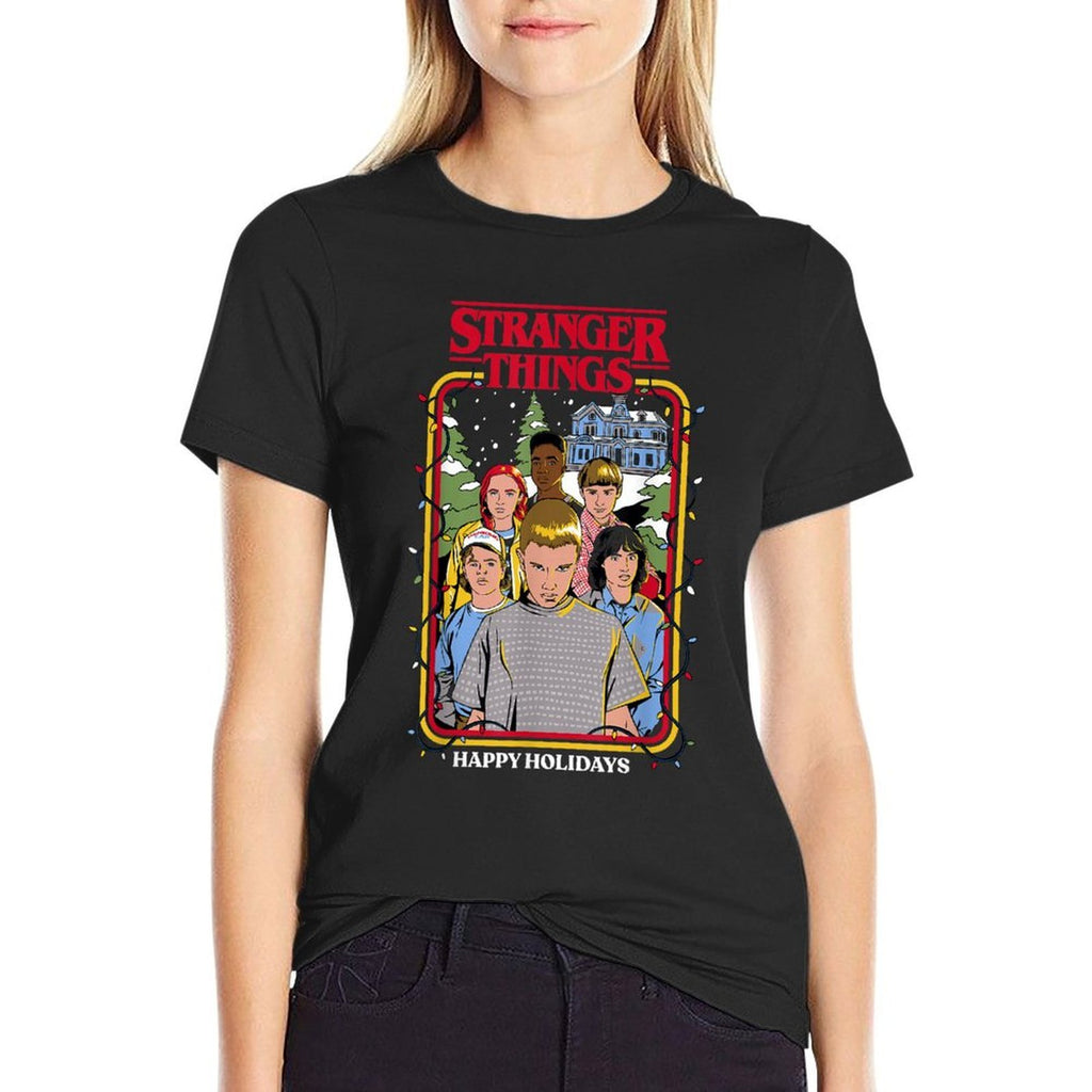 Stranger Things Christmas Happy Holidays Group Sketch  Odor-resistant T-Shirt