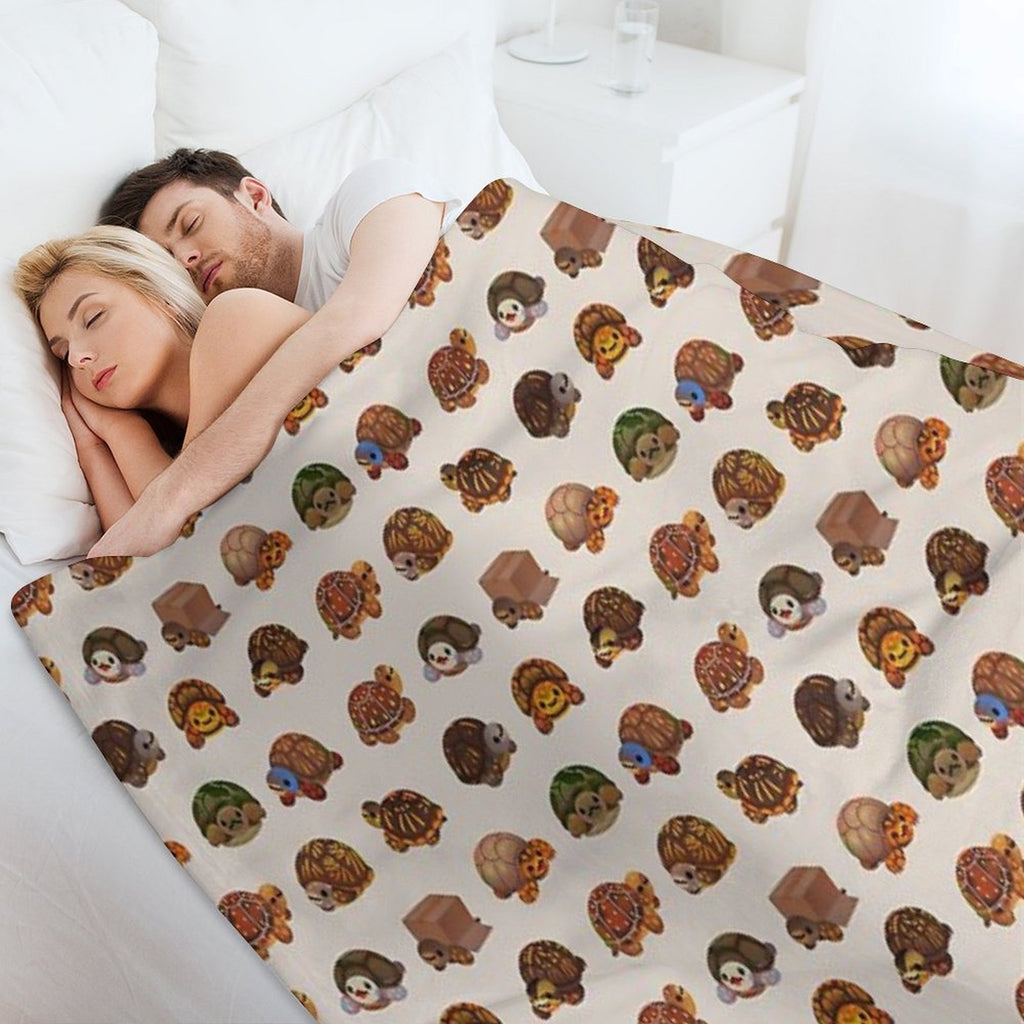 Box Turtle Plush Throw Blanket