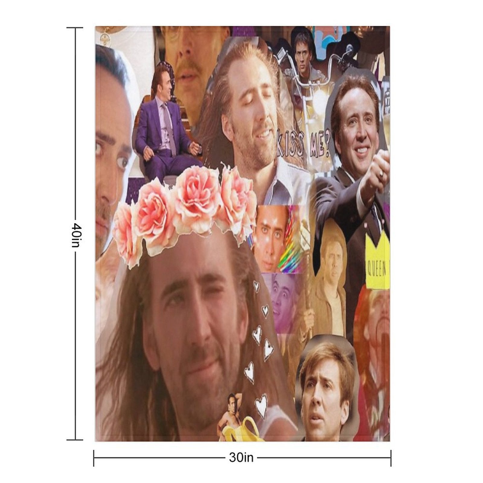 Nic Cage Collage Eco-conscious Throw Blanket