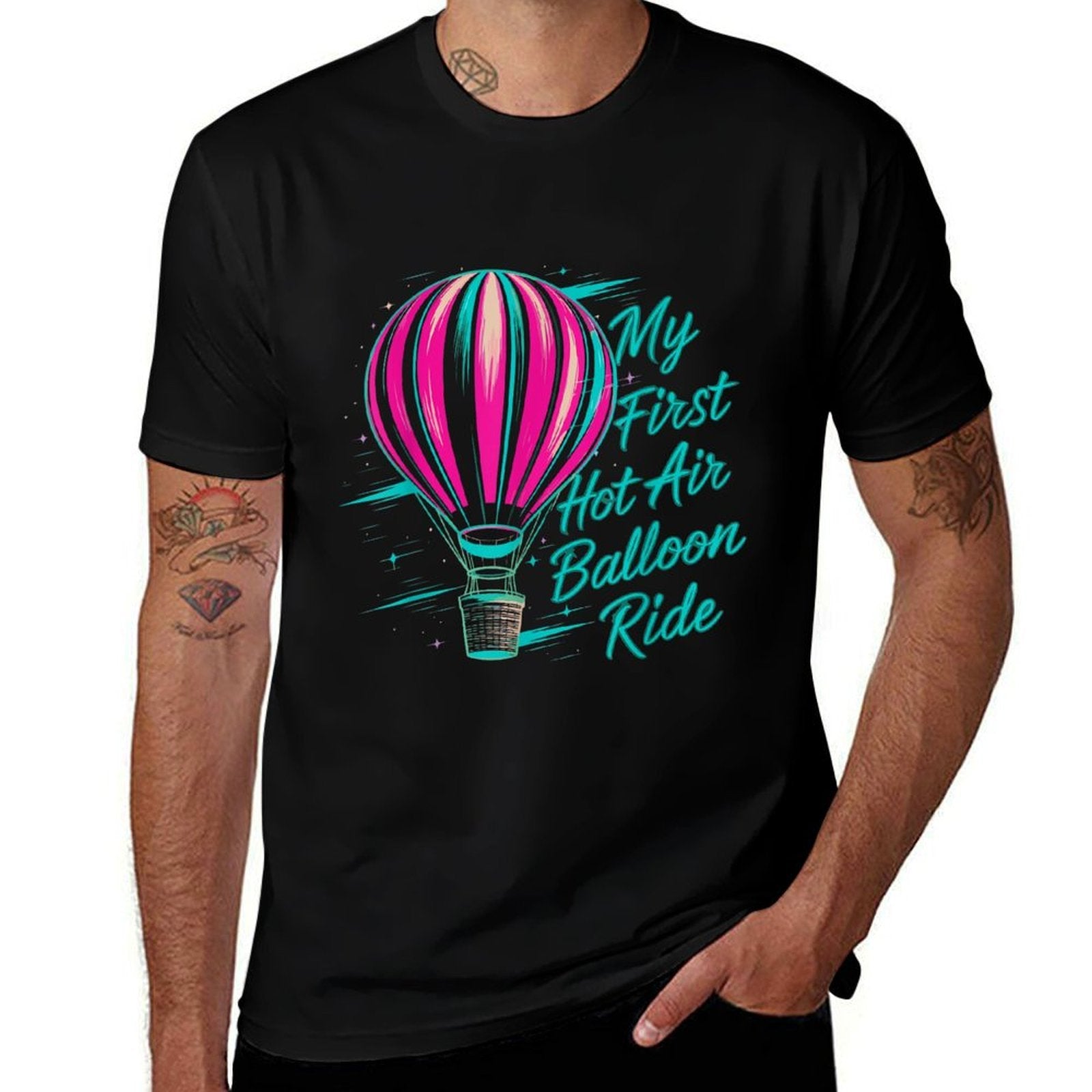 Festival My First Hot Air Balloon Ride Aircraft  Fade-proof Color T-Shirt
