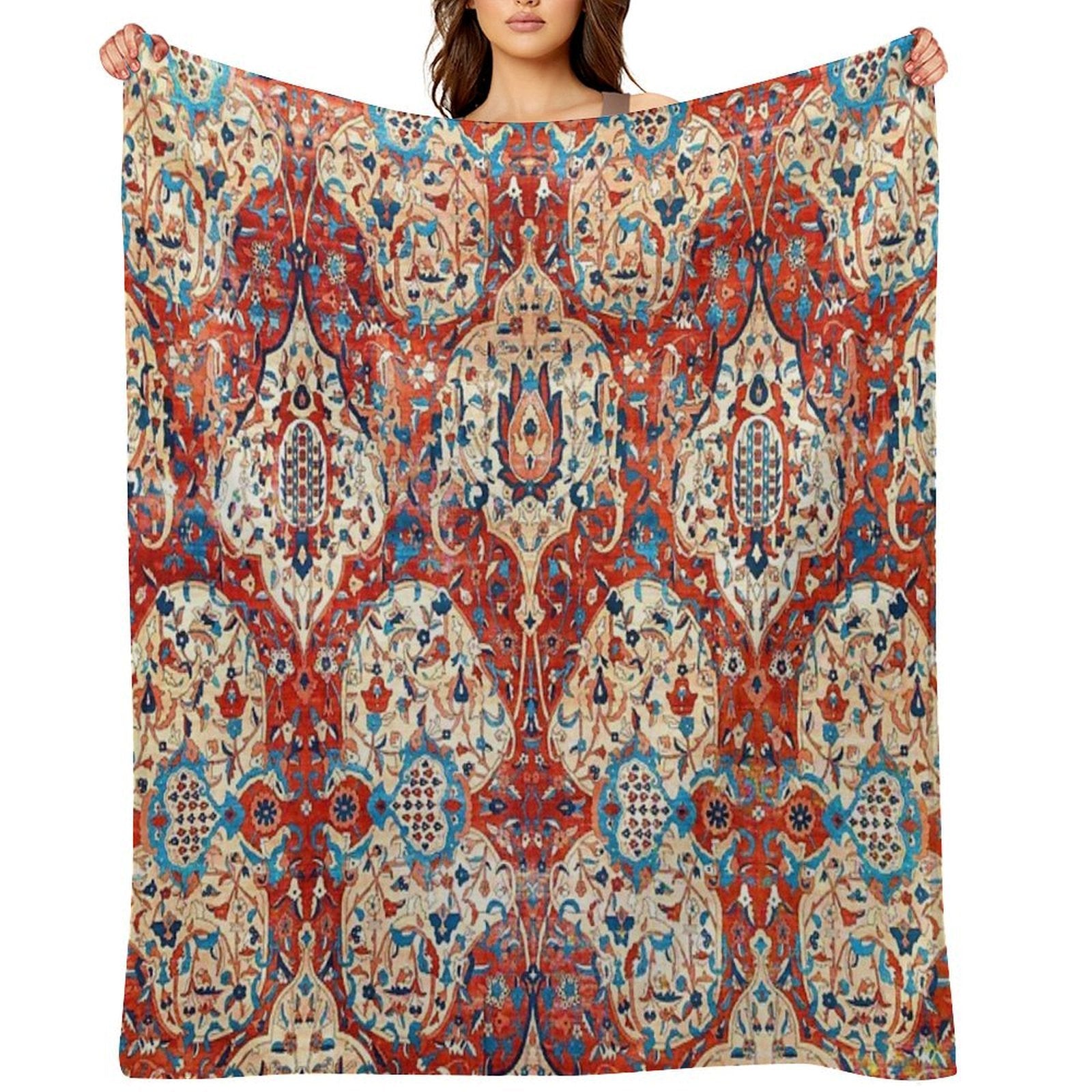 Tabriz  Azerbaijan Northwest Persian Rug Print Wrinkle-free Throw Blanket
