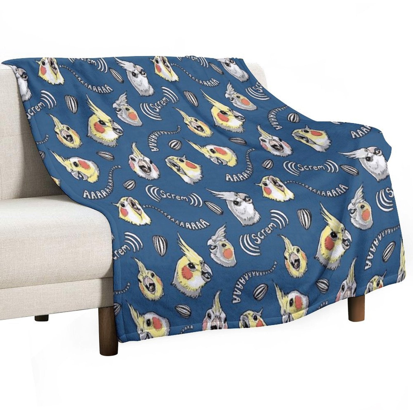Cockatiel Screm Wrinkle-free Throw Blanket
