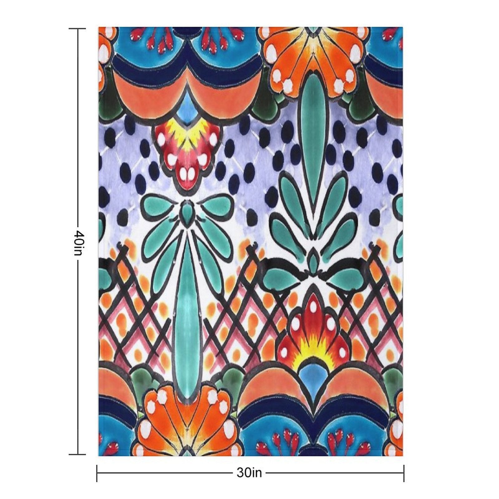 Colorful Talavera, Orange Accent, Mexican Tile Design Gift-ready Throw Blanket