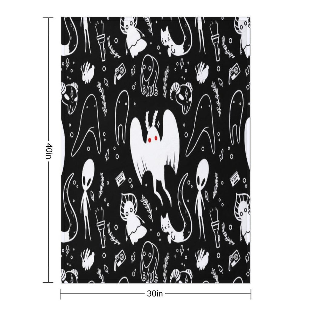 Cryptids in Black Compact Throw Blanket
