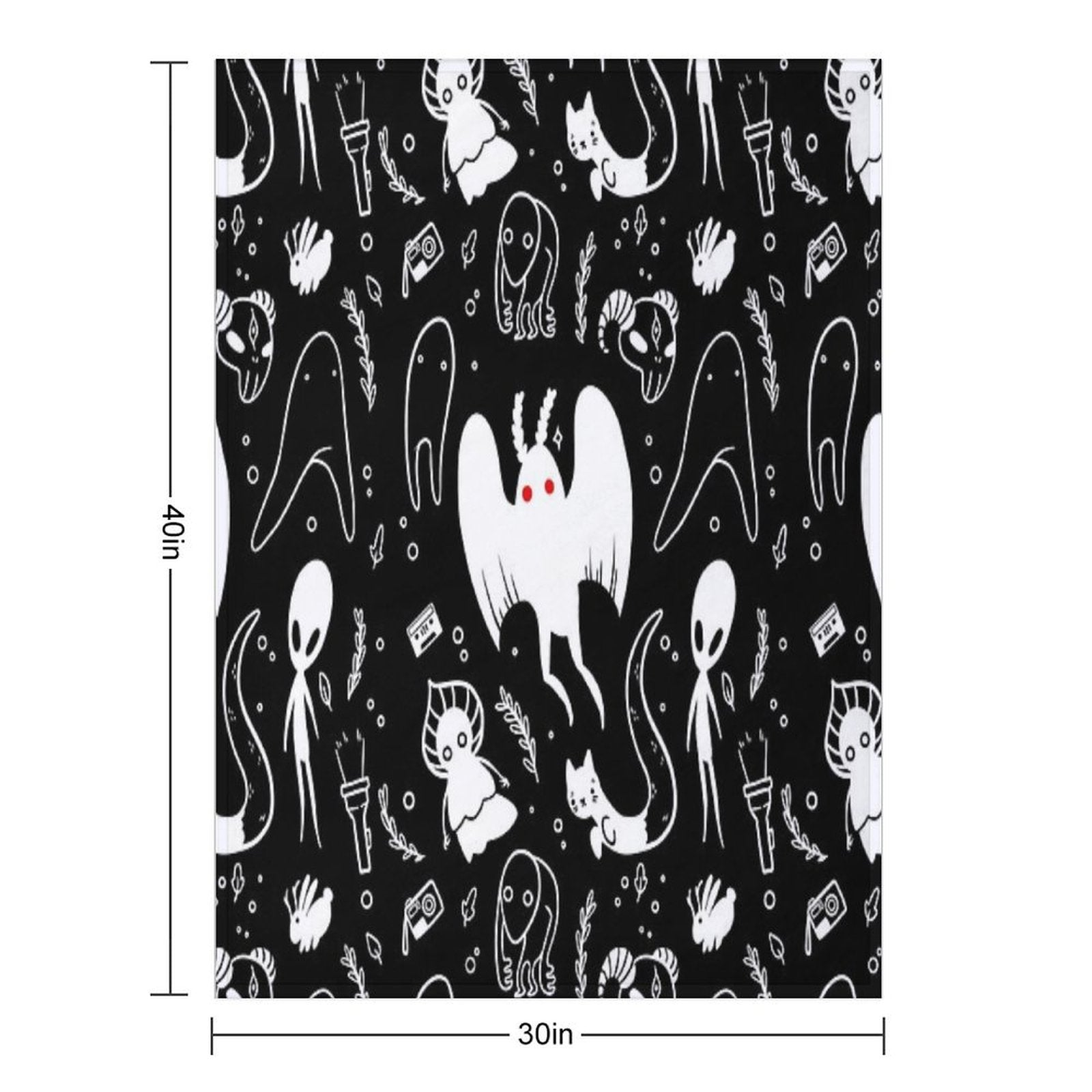 Cryptids in Black Compact Throw Blanket