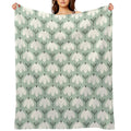 Bold Petal Flowers – Sage Green & Cream – Retro Playful Floral Plush Throw Blanket