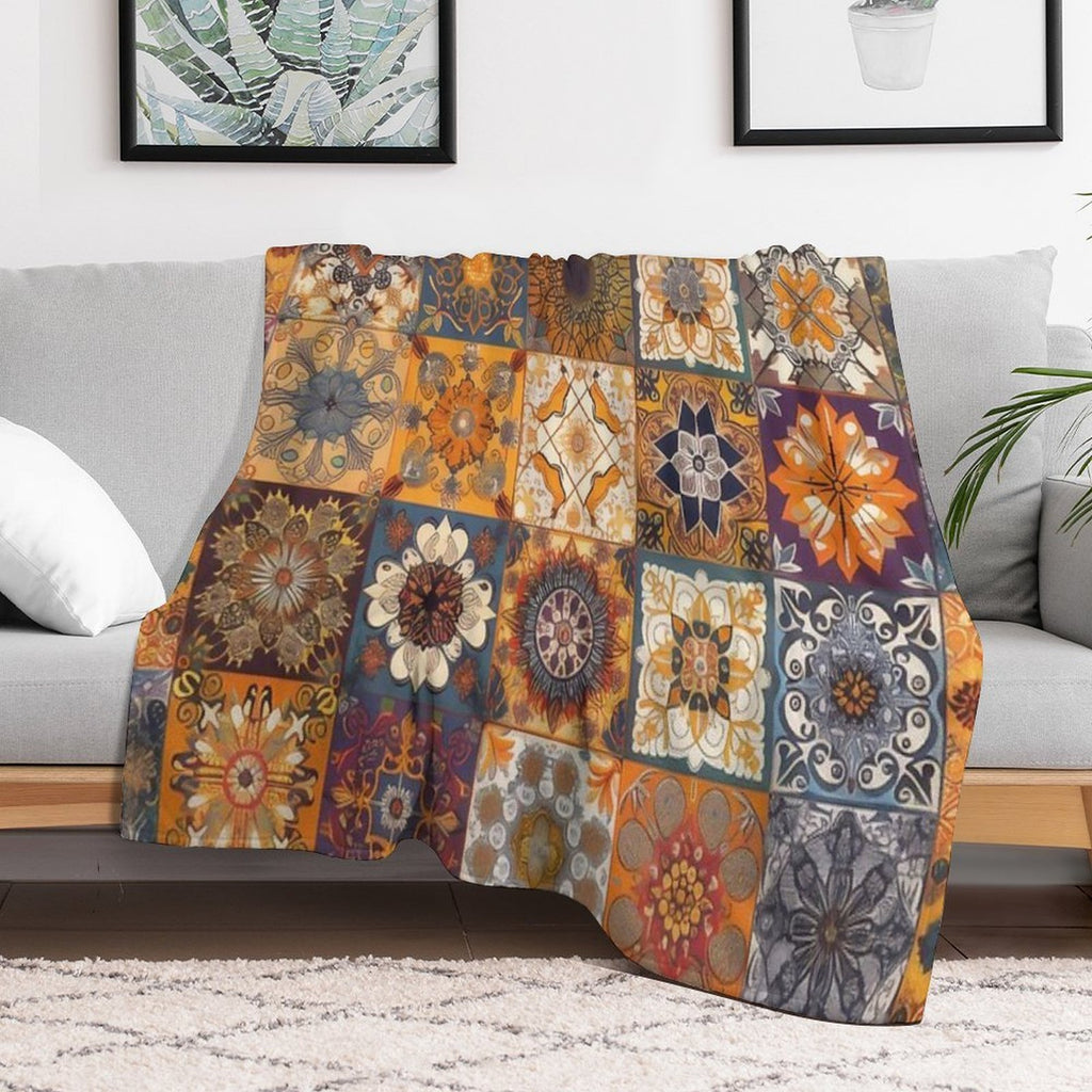 Brown And Grey Neutral Patchwork Pattern Anti-pilling Throw Blanket