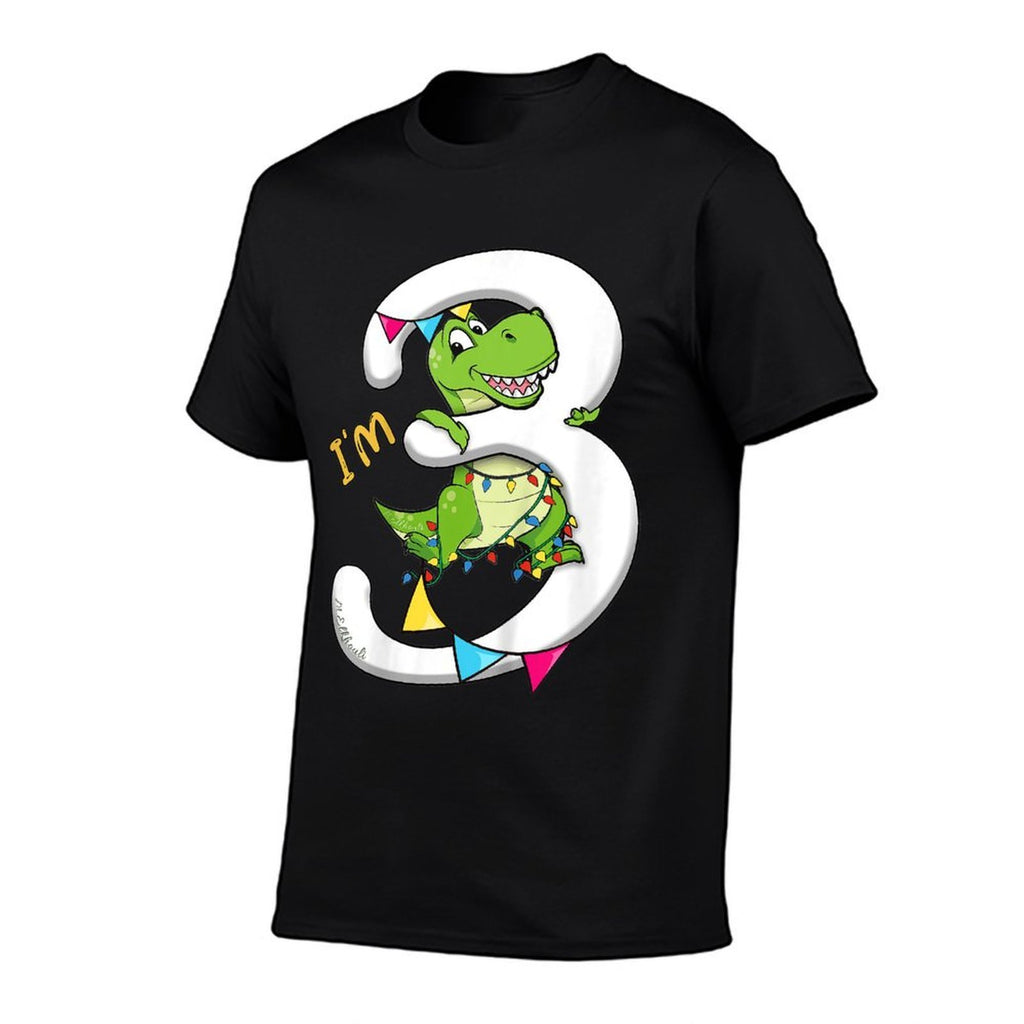3rd Birthday Dinosaur  Dino Third Bday Im 3 Years Boys  Summer-ready Fabric T-Shirt