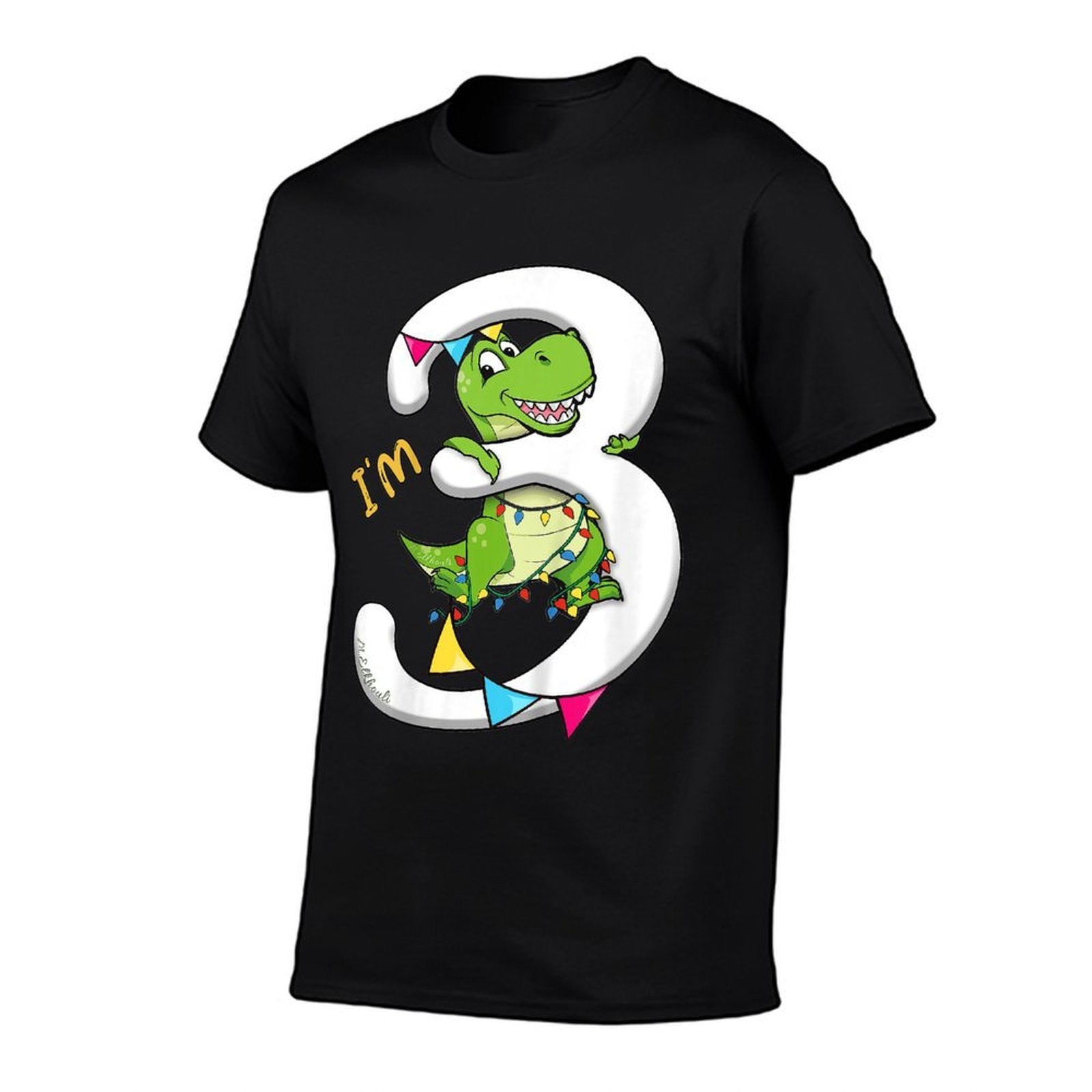 3rd Birthday Dinosaur  Dino Third Bday Im 3 Years Boys  Summer-ready Fabric T-Shirt