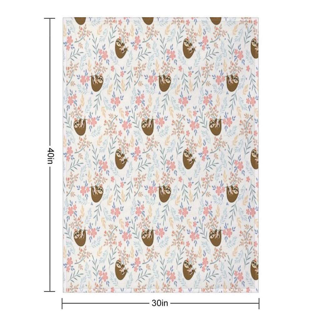 Baby Flower With Sloth Travel-friendly Throw Blanket