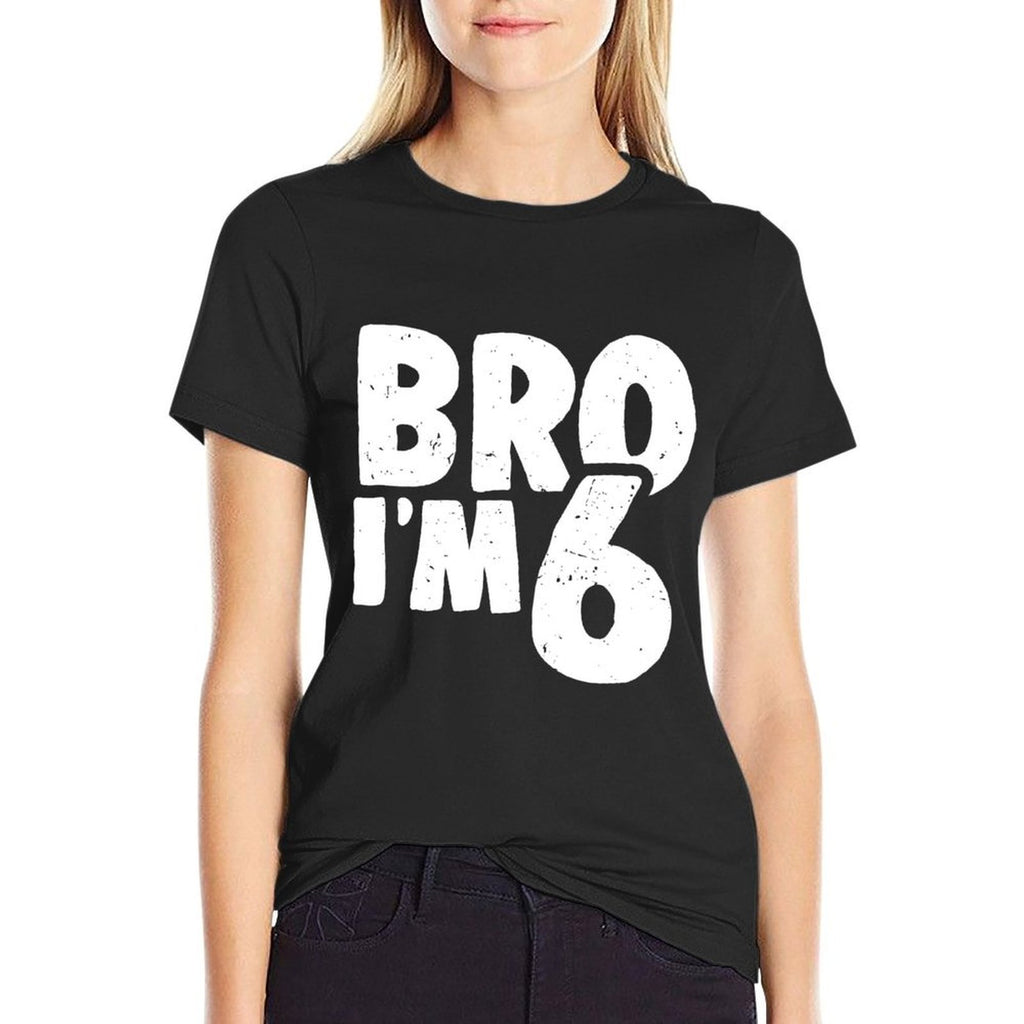 Kids Cute 6th Birthday Boy Bro I'm 6 Year Old Six Sixth  Summer-ready Fabric T-Shirt