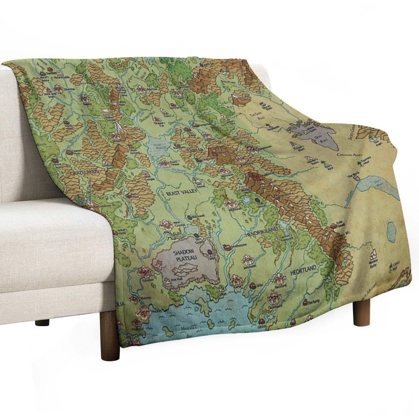 Dragon Pass And Prax Map by Darya Makarava Eco-conscious Throw Blanket