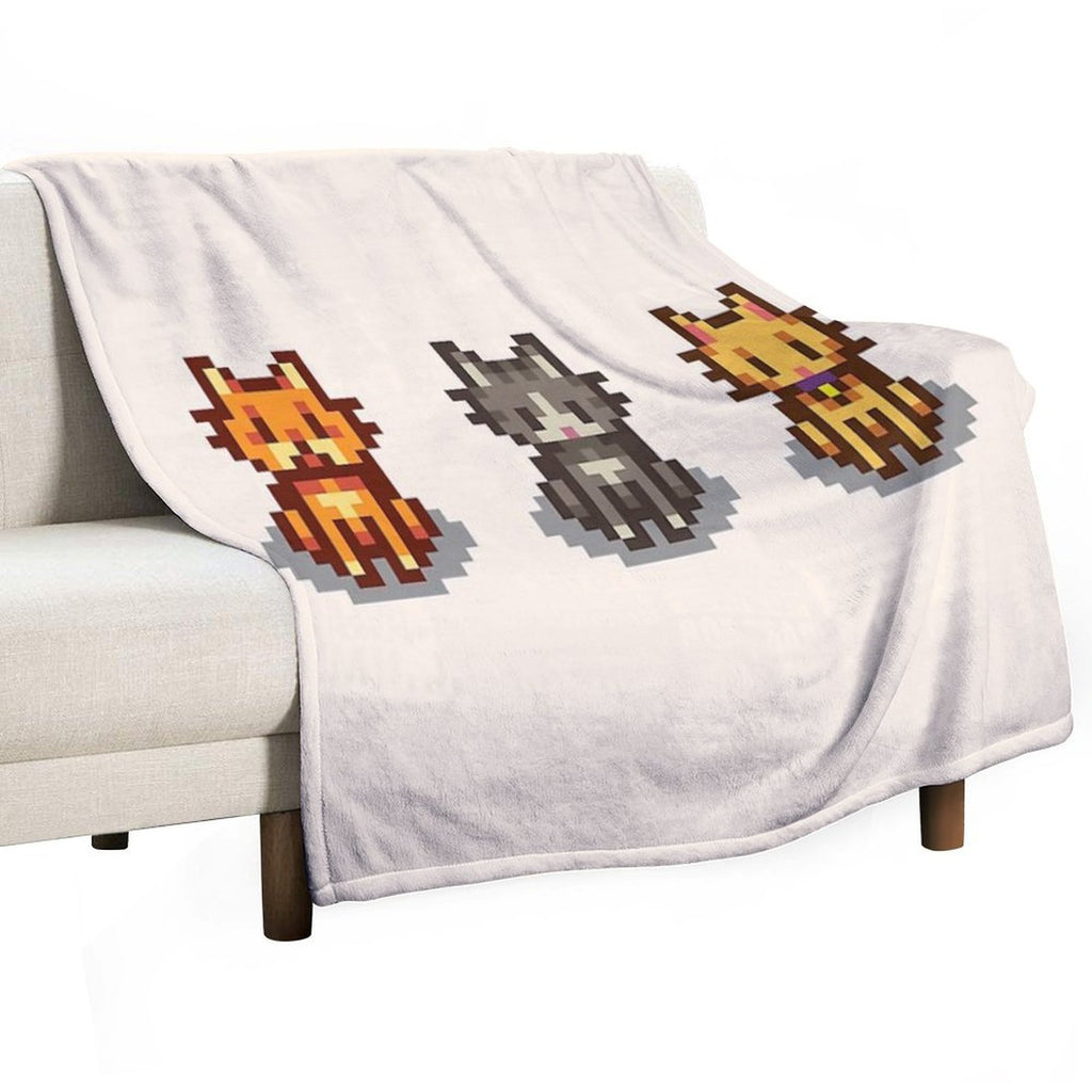 Stardew Valley Pets 3 Cats Machine-washable Throw Blanket