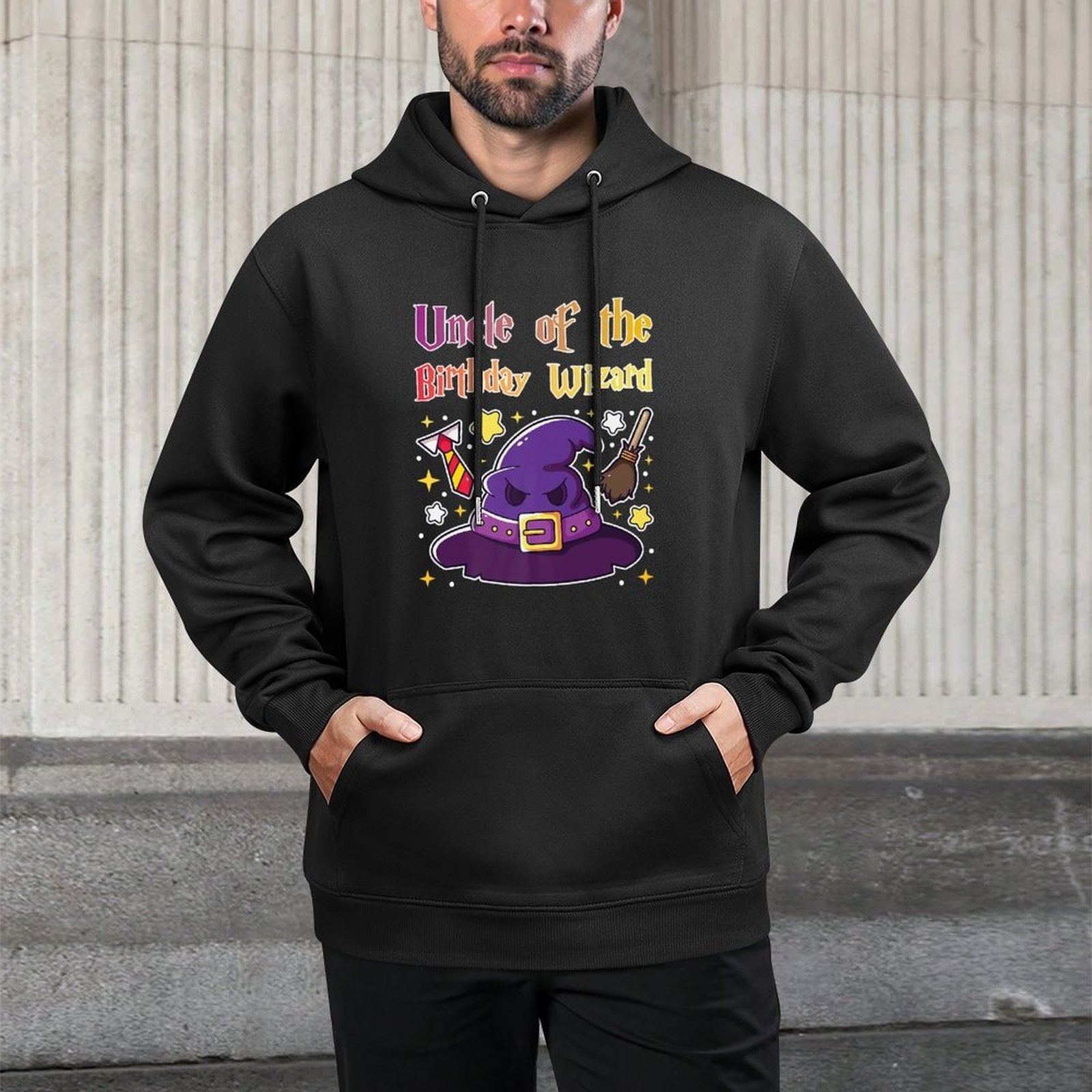 Uncle of The Birthday Wizard 9th Birthday Magic Theme Party Premium All-Day Comfort Hoodie