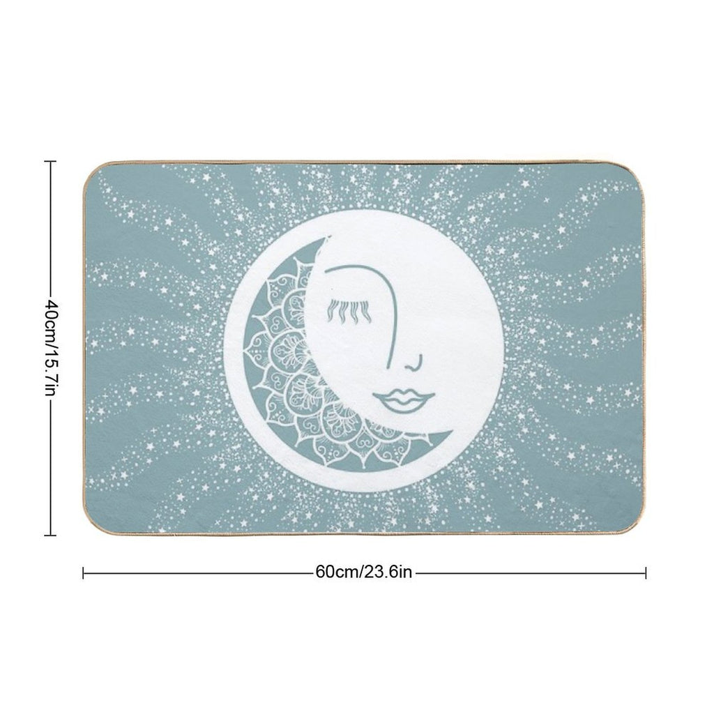 Moon Art, Teal, Mandala, Moon And Stars Art  Versatile Bath Mat