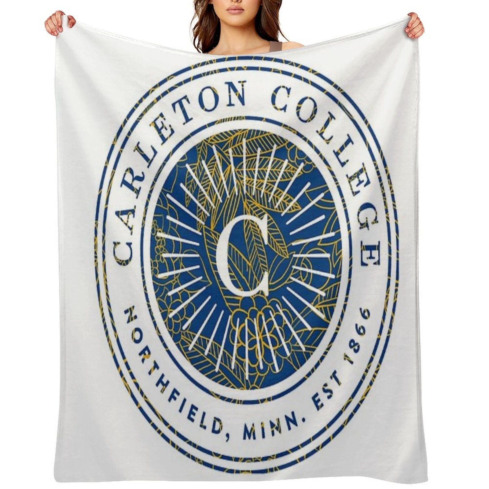 Carleton College Blooms Travel-friendly Throw Blanket
