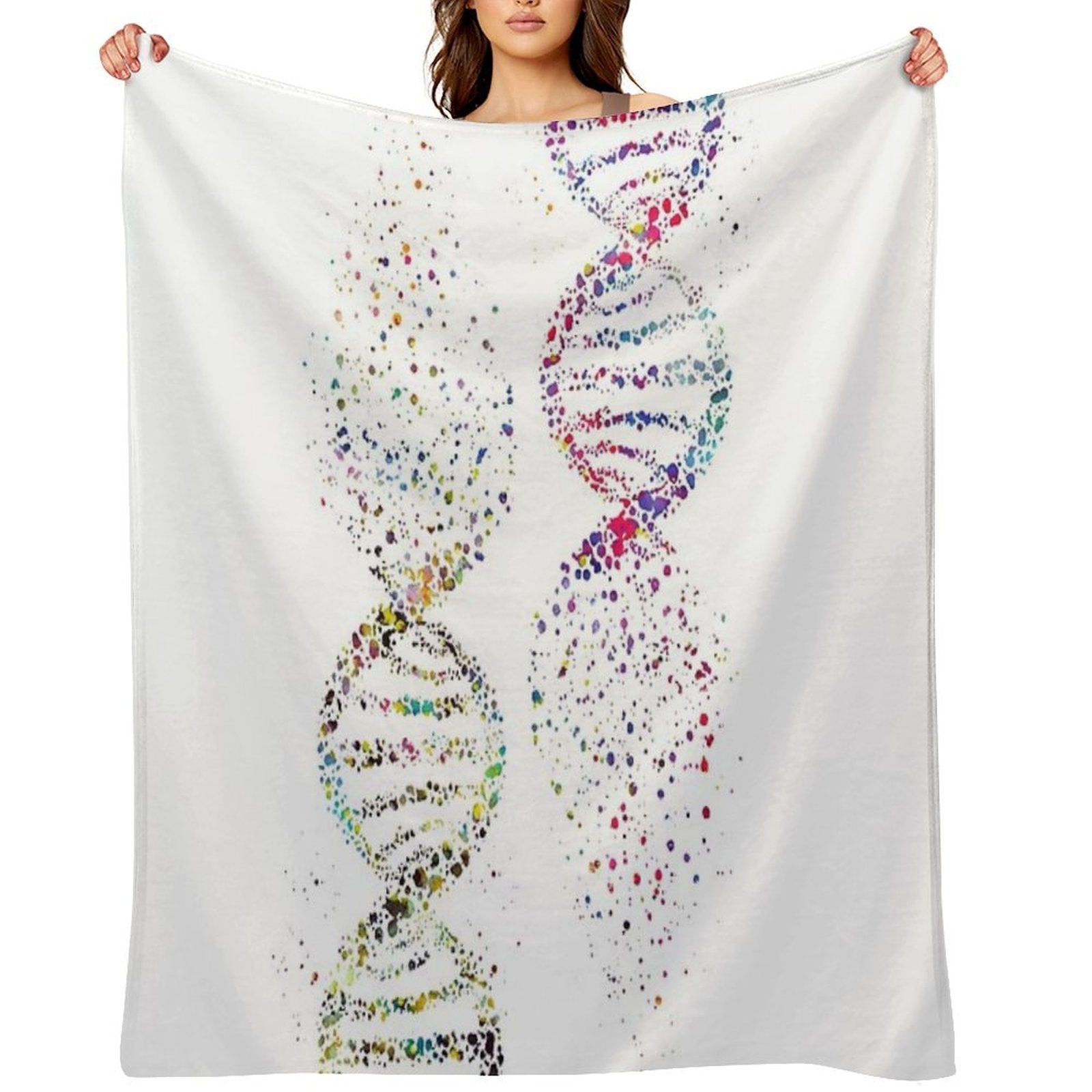 DNA, Watercolor Art,Dna Double Helix Genetic Compact Throw Blanket