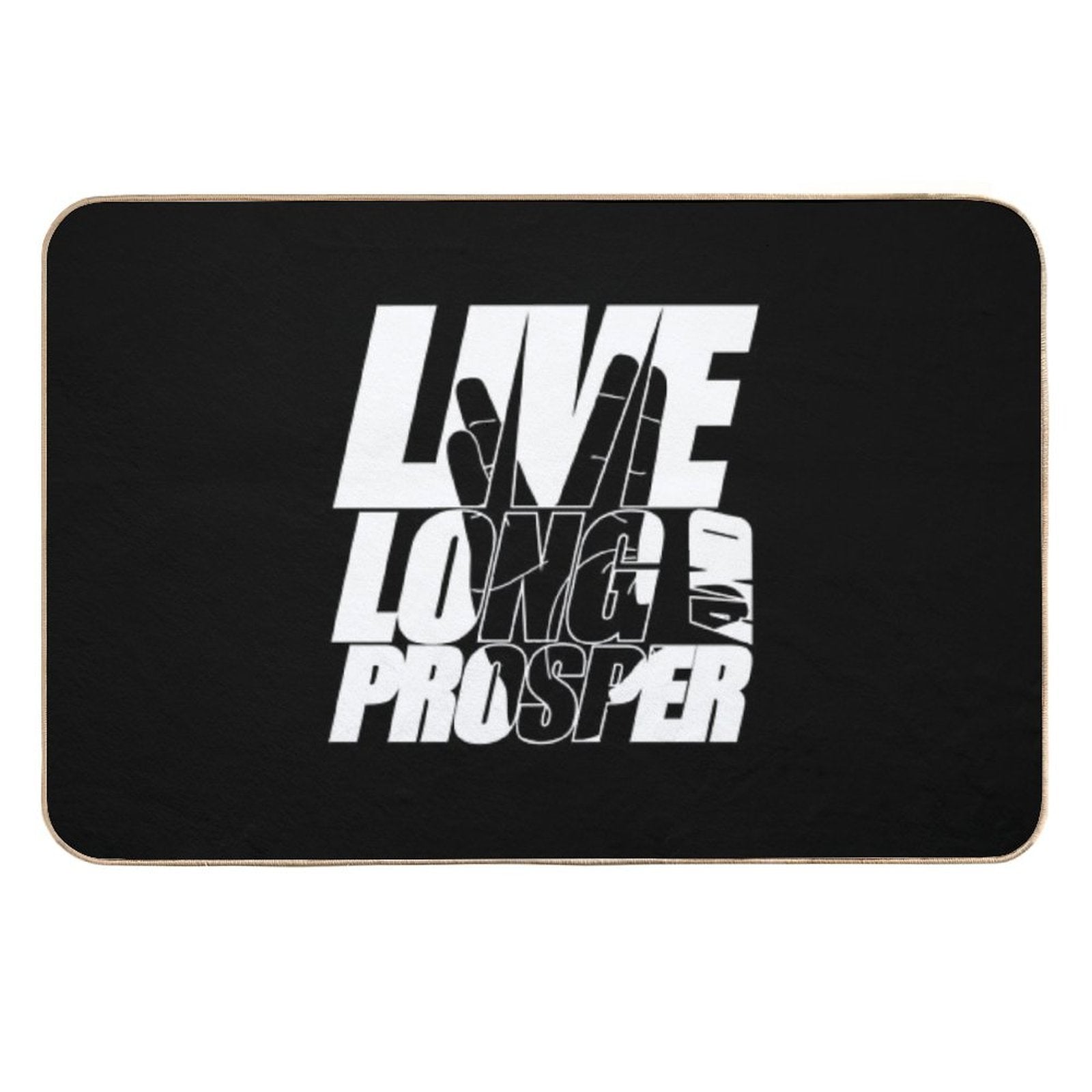 LIVE LONG AND PROSPER Star Trek ™ Quote Meme Slogan with Silhouette of The Vulkan Gruss  Long-Lasting Bath Mat