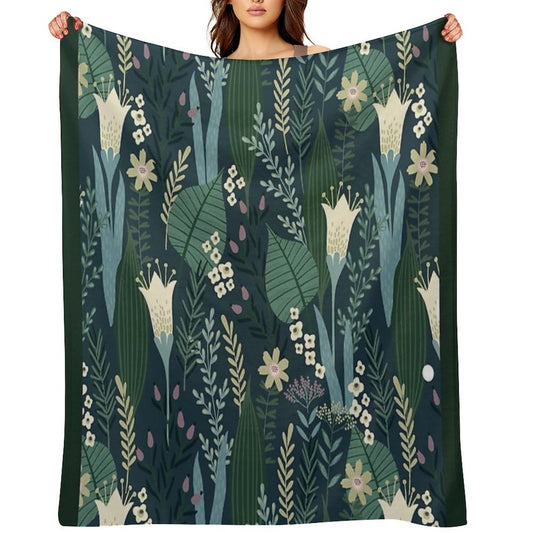 Wonderful Mid-Century Style Evening Lily And Wildflower Pattern Eco-conscious Throw Blanket