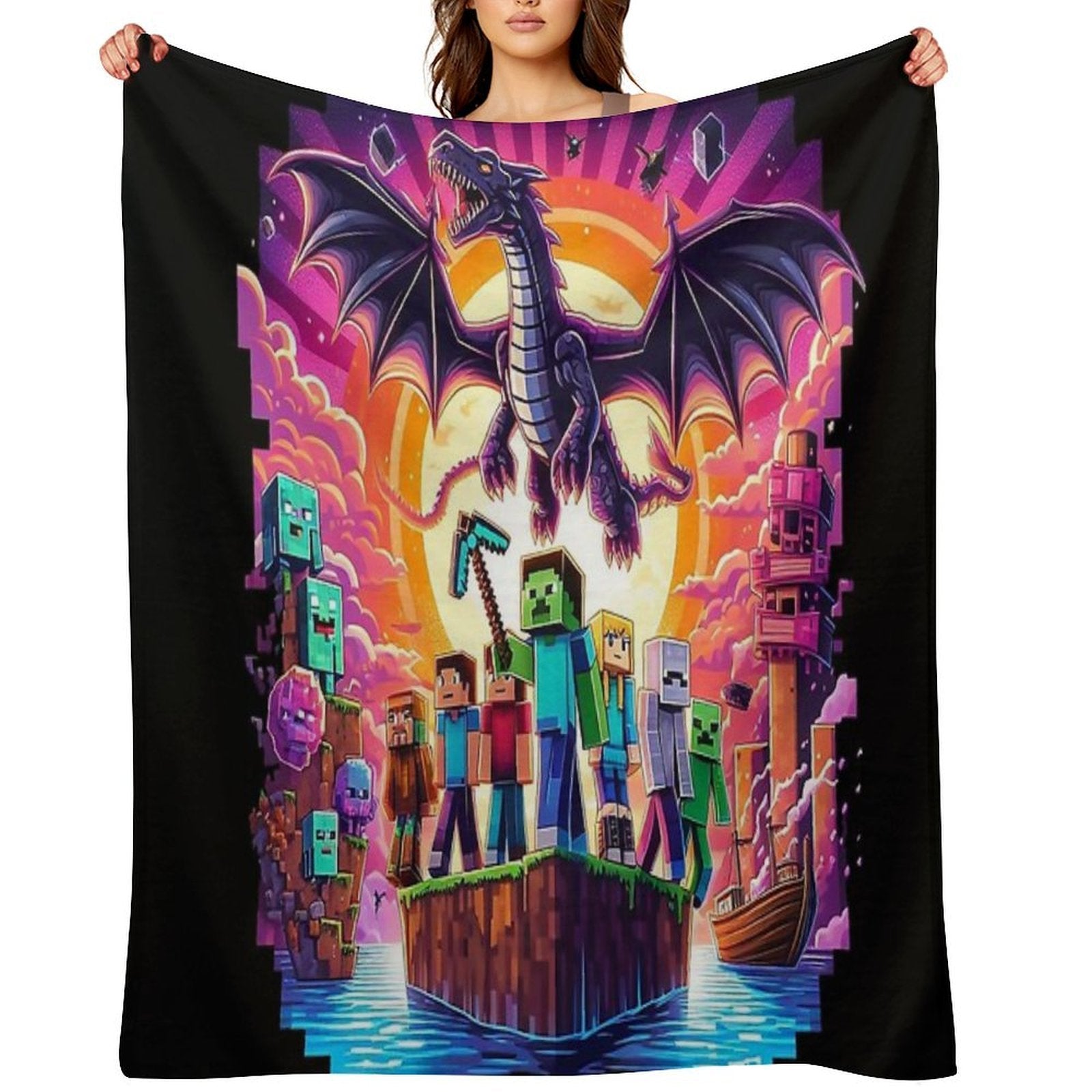 Ender Dragon Wrinkle-free Throw Blanket