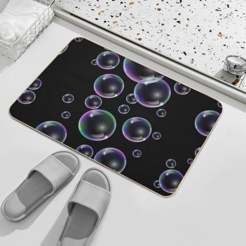 Copy of Colorful Bubbles Pattern - Black Background  Dirt-Trapping Bath Mat