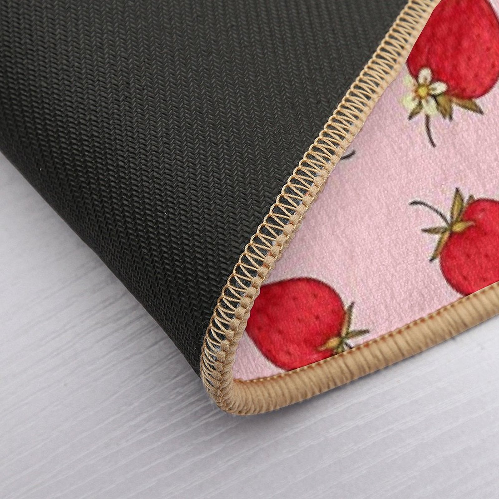 Cute Strawberries Pattern Red Pink Pastel Aesthetic  Easy Maintenance Bath Mat
