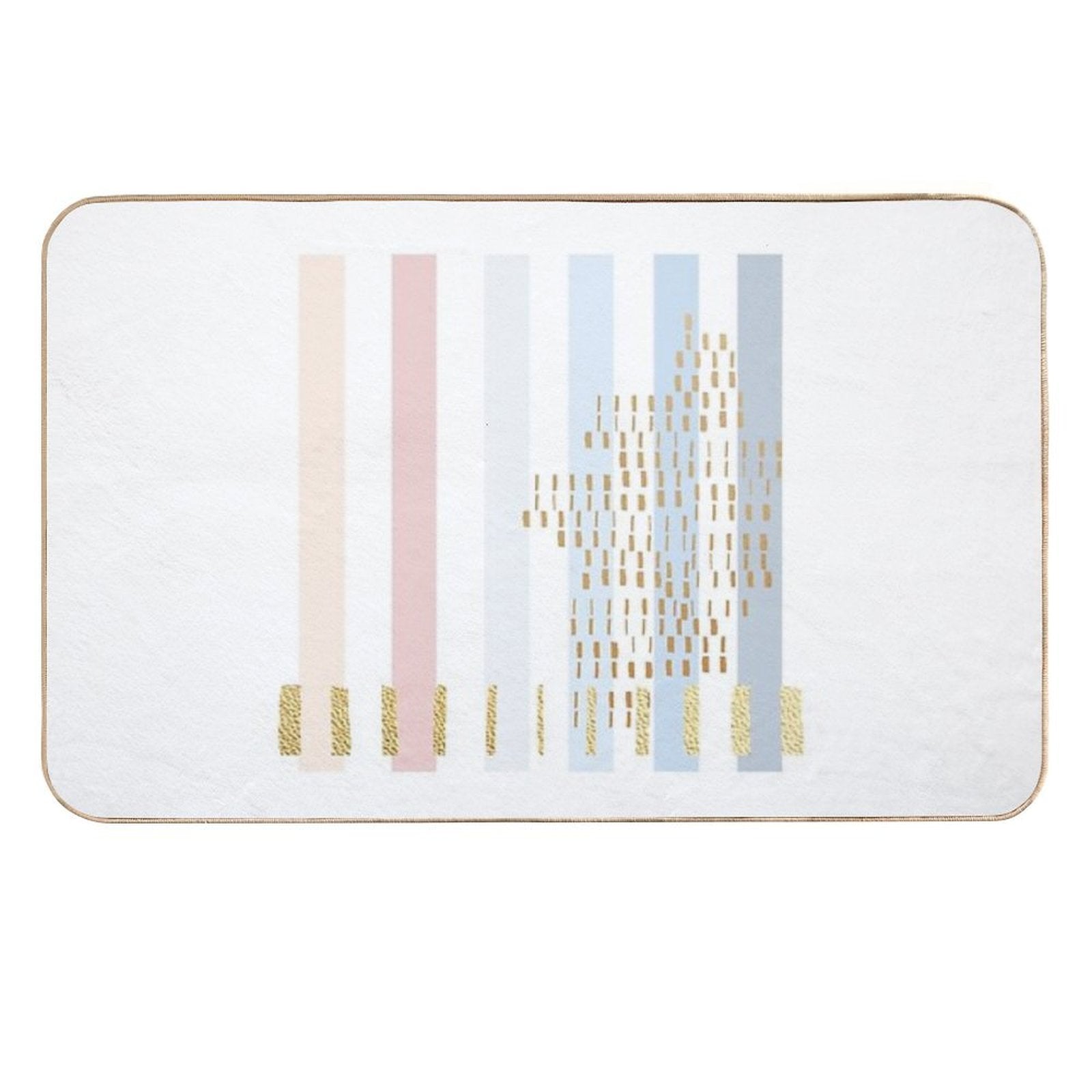 Pastel Stripe with Faded Gold  Repositionable Bath Mat