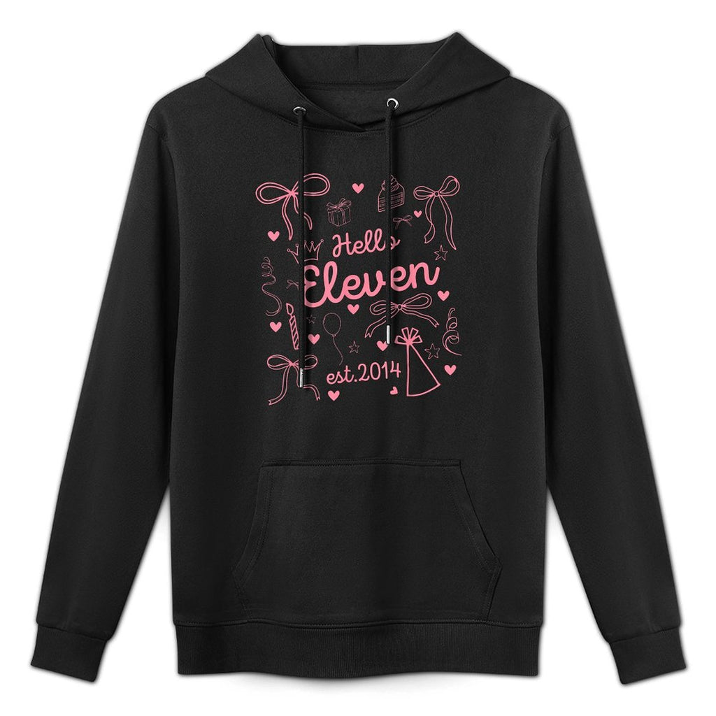 Hello Eleven Est 2014 Coquette Bow 11th Birthday Girl Medium-Weight Fabric Hoodie