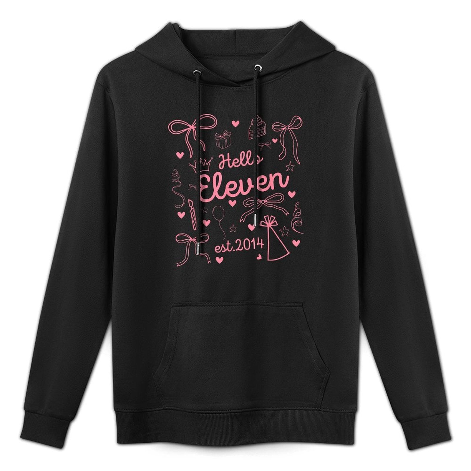 Hello Eleven Est 2014 Coquette Bow 11th Birthday Girl Medium-Weight Fabric Hoodie