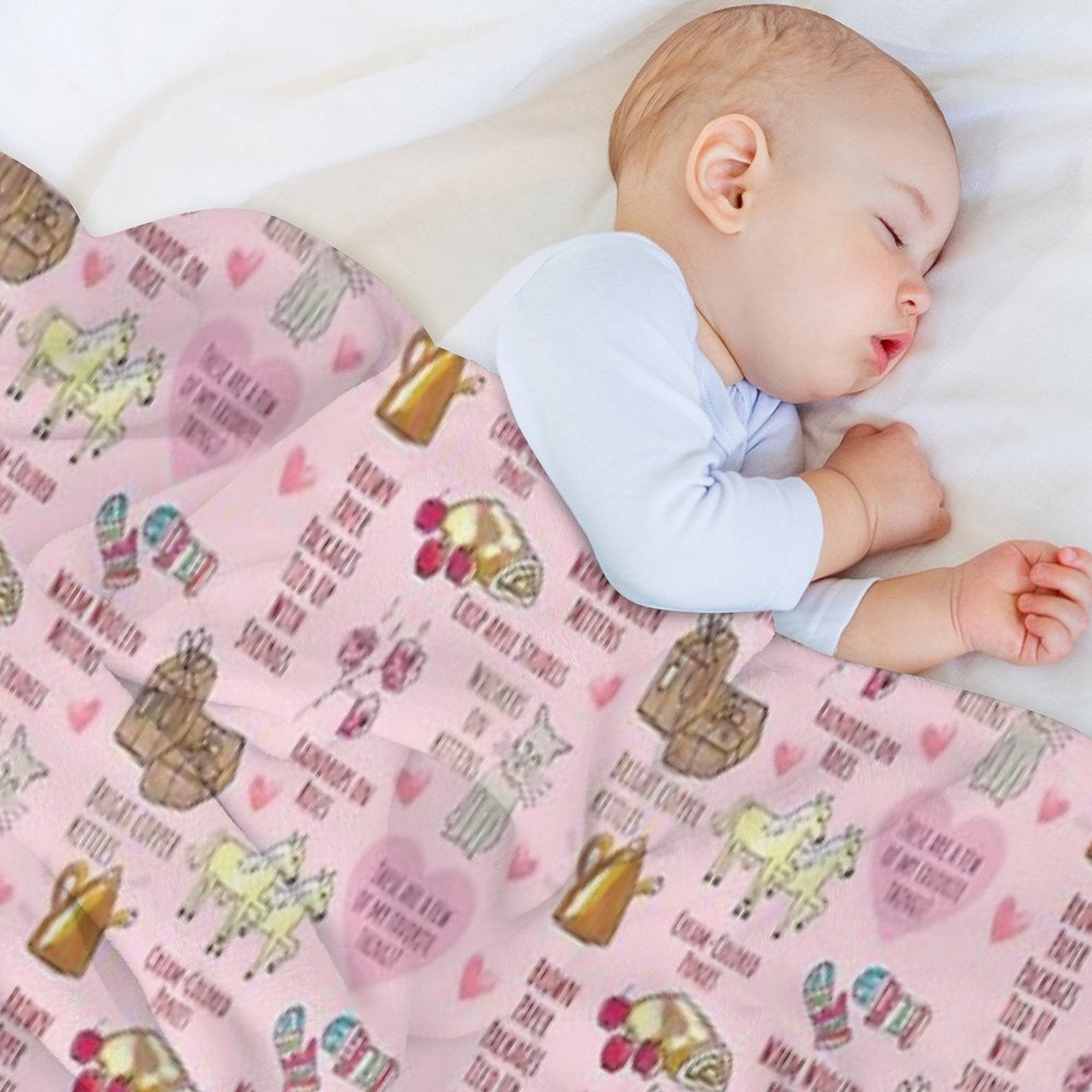 My Favorite Things Cute Pink Valentine's Day Pattern Quick-dry Throw Blanket